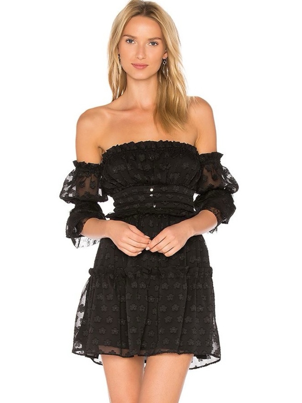 Flor Love and Lemons Modern Love Off-Shoulder Black Mini Dress